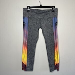 CL Hawaii Leggings Small S Heather Black Crop Tropical Palm Tree